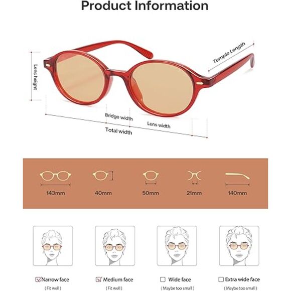 Polarized Sunglasses for Men and Women Small Oval Retro Round Sunnies SJ2611 - Picture 4 of 4